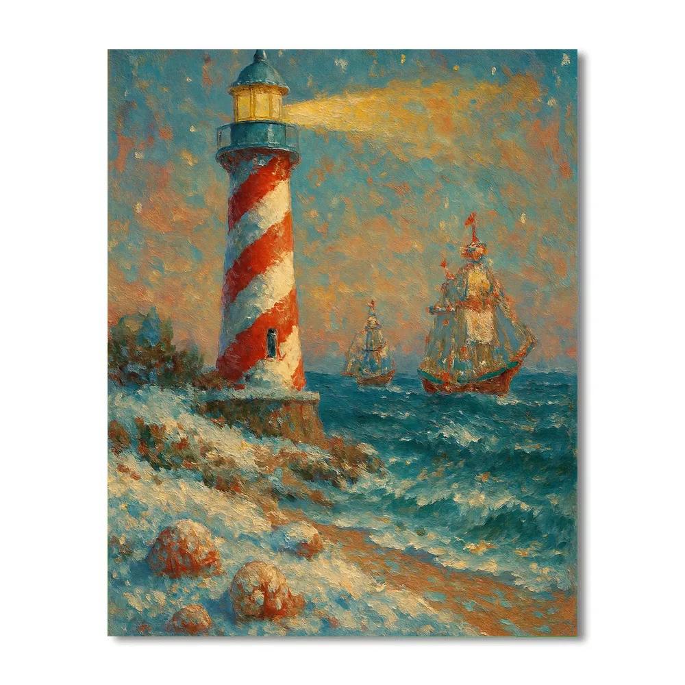 Peppermint Lighthouse Watch paint by number