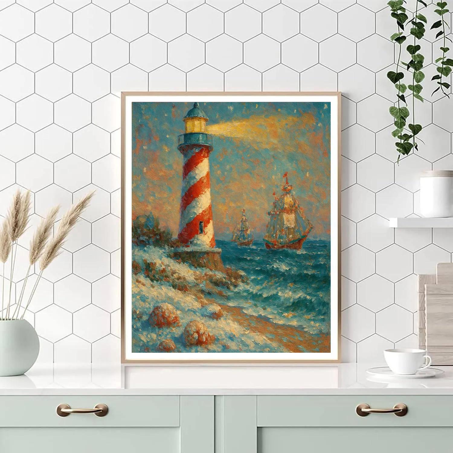 Peppermint Lighthouse Watch paint by number