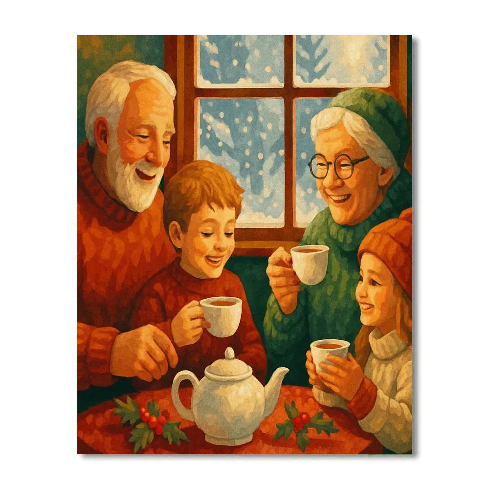 Snowy Window Tea Paint by numbers art
