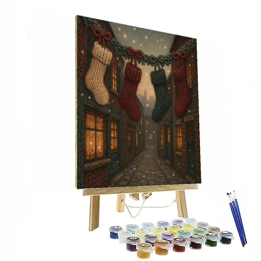 Stitched Stocking Alley painting number kit