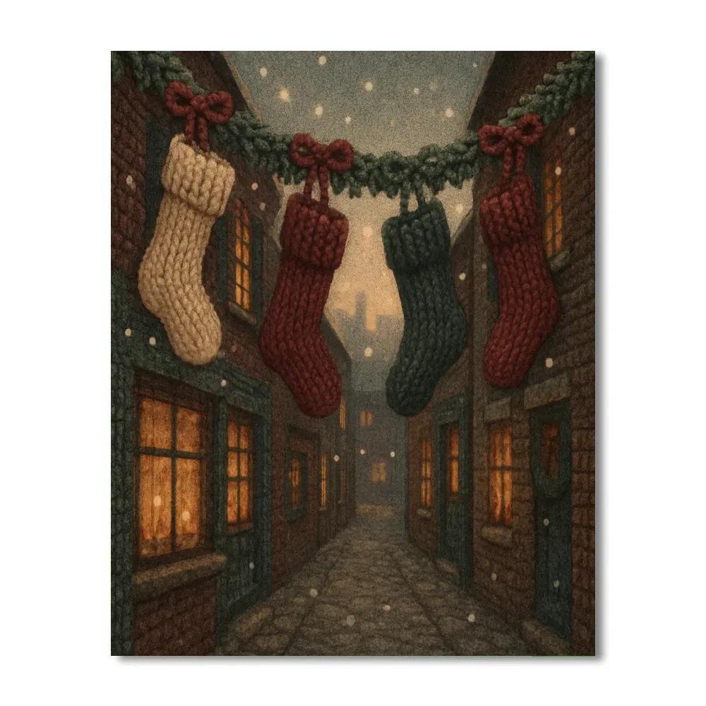 Stitched Stocking Alley painting number kit