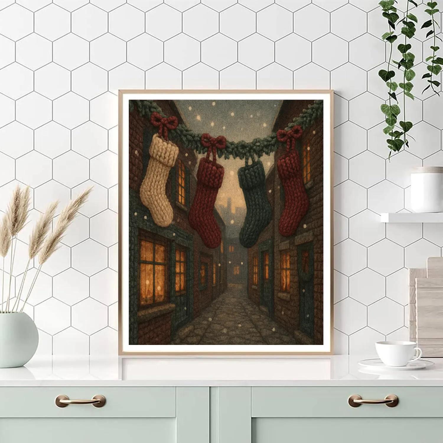 Stitched Stocking Alley painting number kit