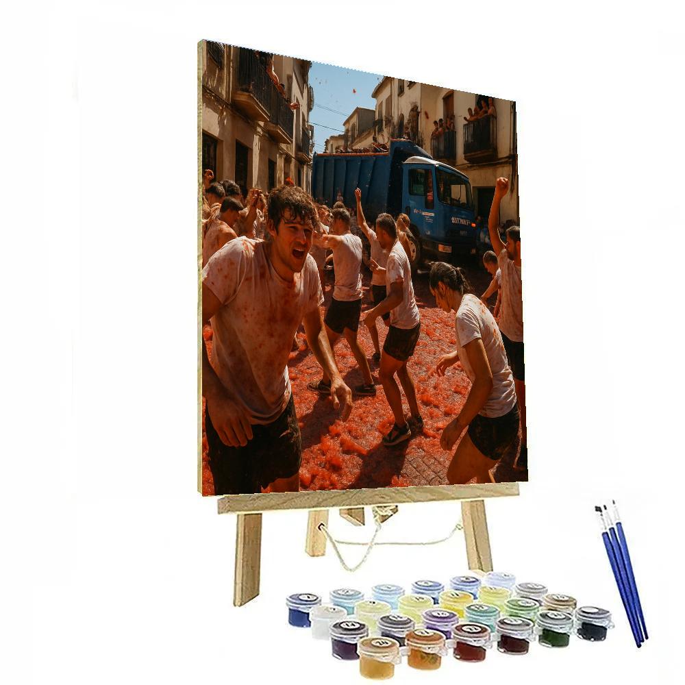 La Tomatina Tomato Fight DIY paint by numbers