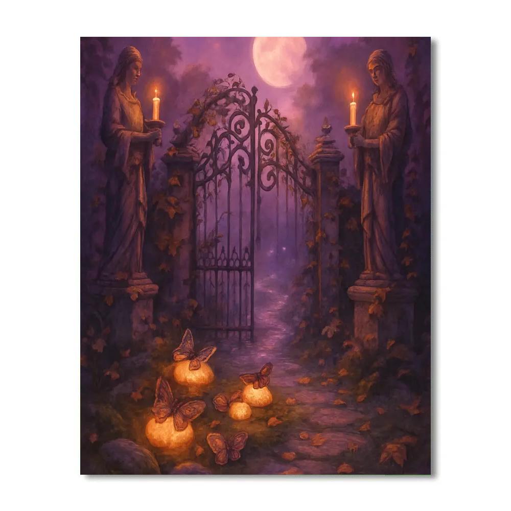 Mothlight Garden Gate Paint by numbers art