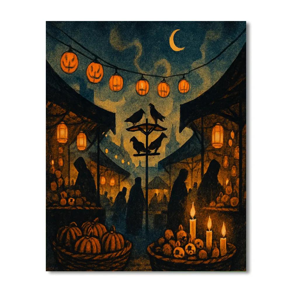 Cobbled Lantern Market Number painting