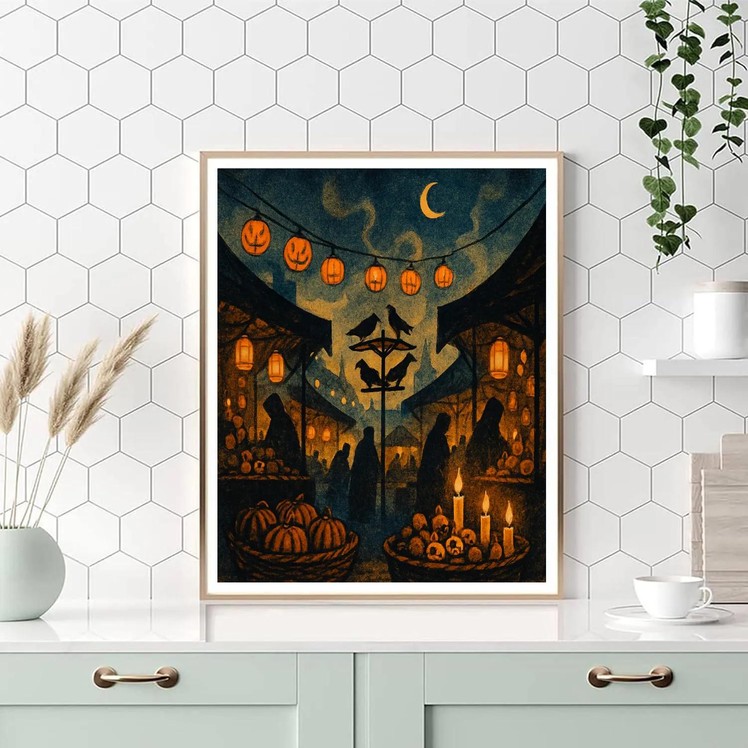 Cobbled Lantern Market Number painting