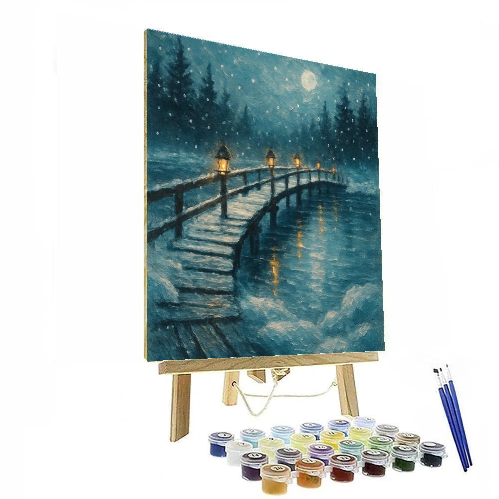Snowy Lantern Bridge painting number kit