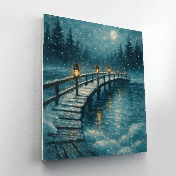 Snowy Lantern Bridge painting number kit