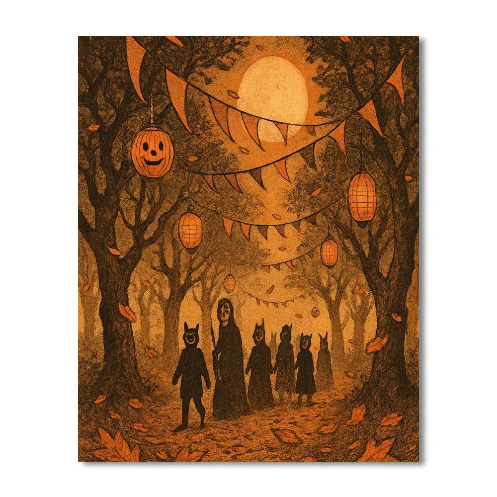 Nocturne Orchard Lanterns Paint by numbers art