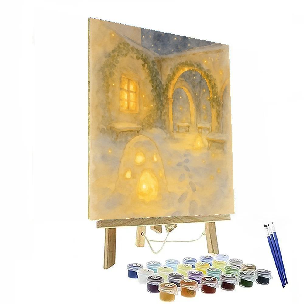 Snow Lantern Courtyard Number painting