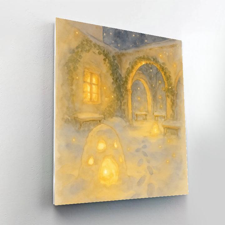 Snow Lantern Courtyard Number painting