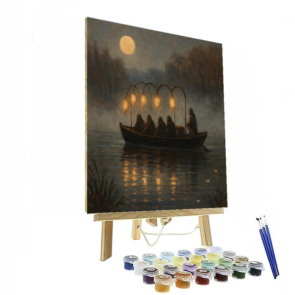 Willow Lantern Ferry DIY paint by numbers