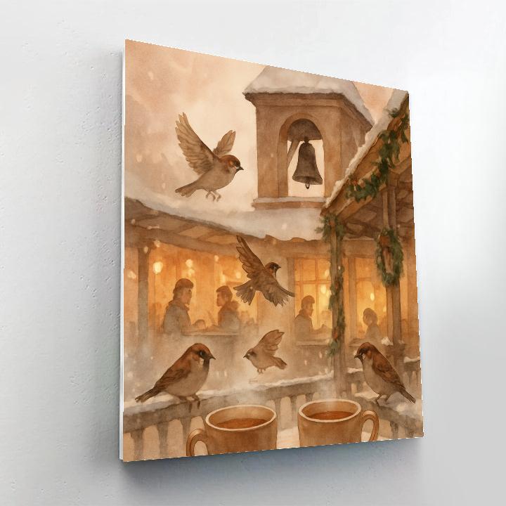 Sparrow Tea Bell Tower Paint by numbers art