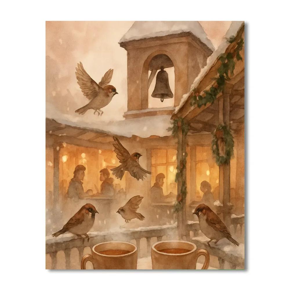 Sparrow Tea Bell Tower Paint by numbers art