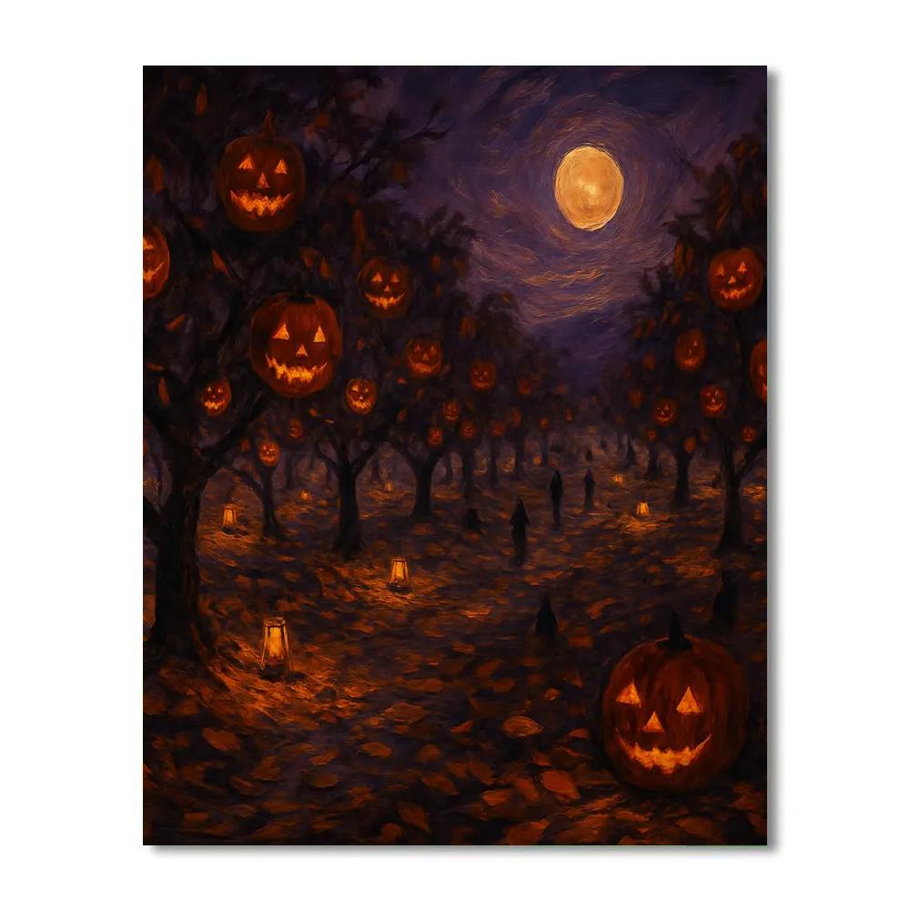 The Silent Pumpkin Orchard Paint by numbers art