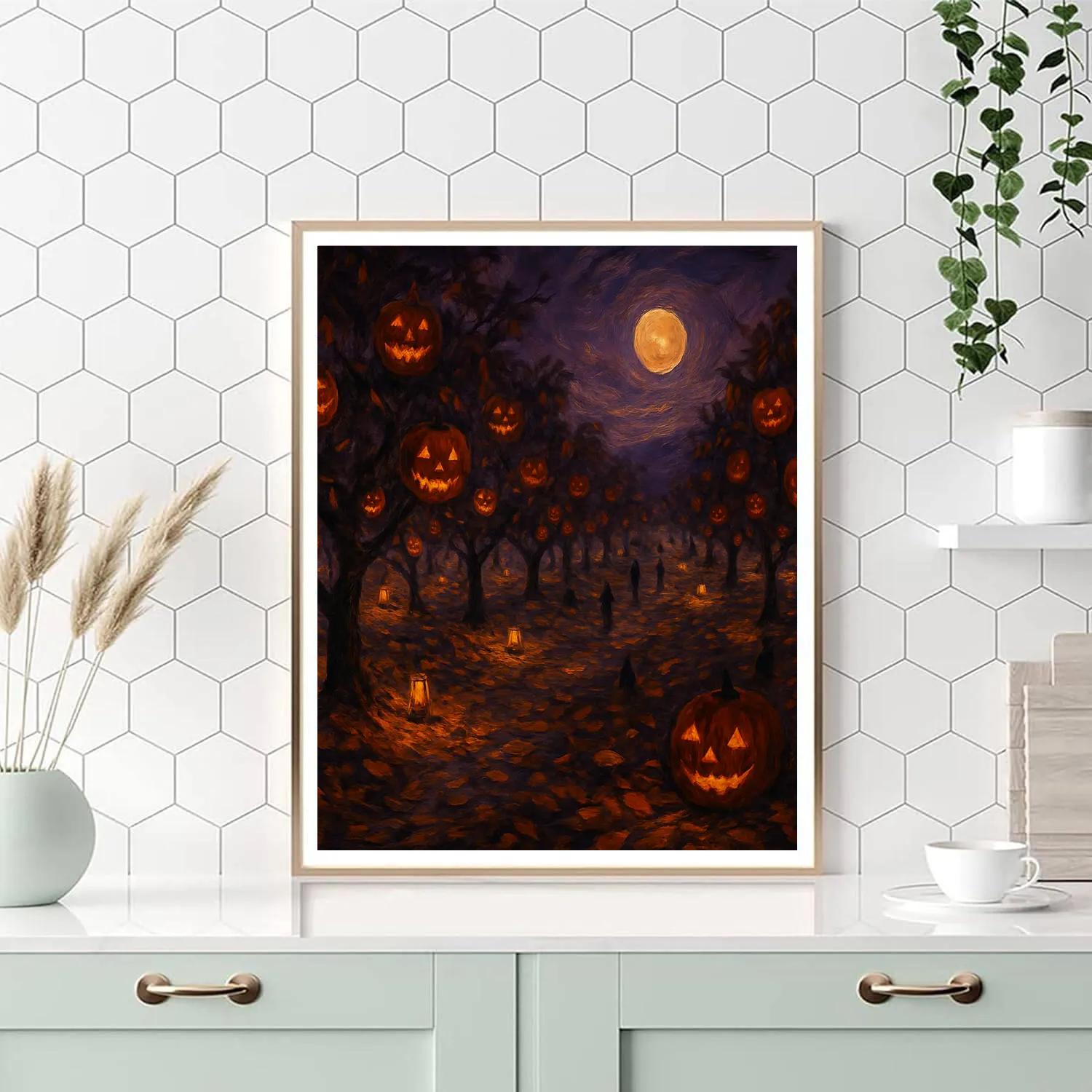 The Silent Pumpkin Orchard Paint by numbers art