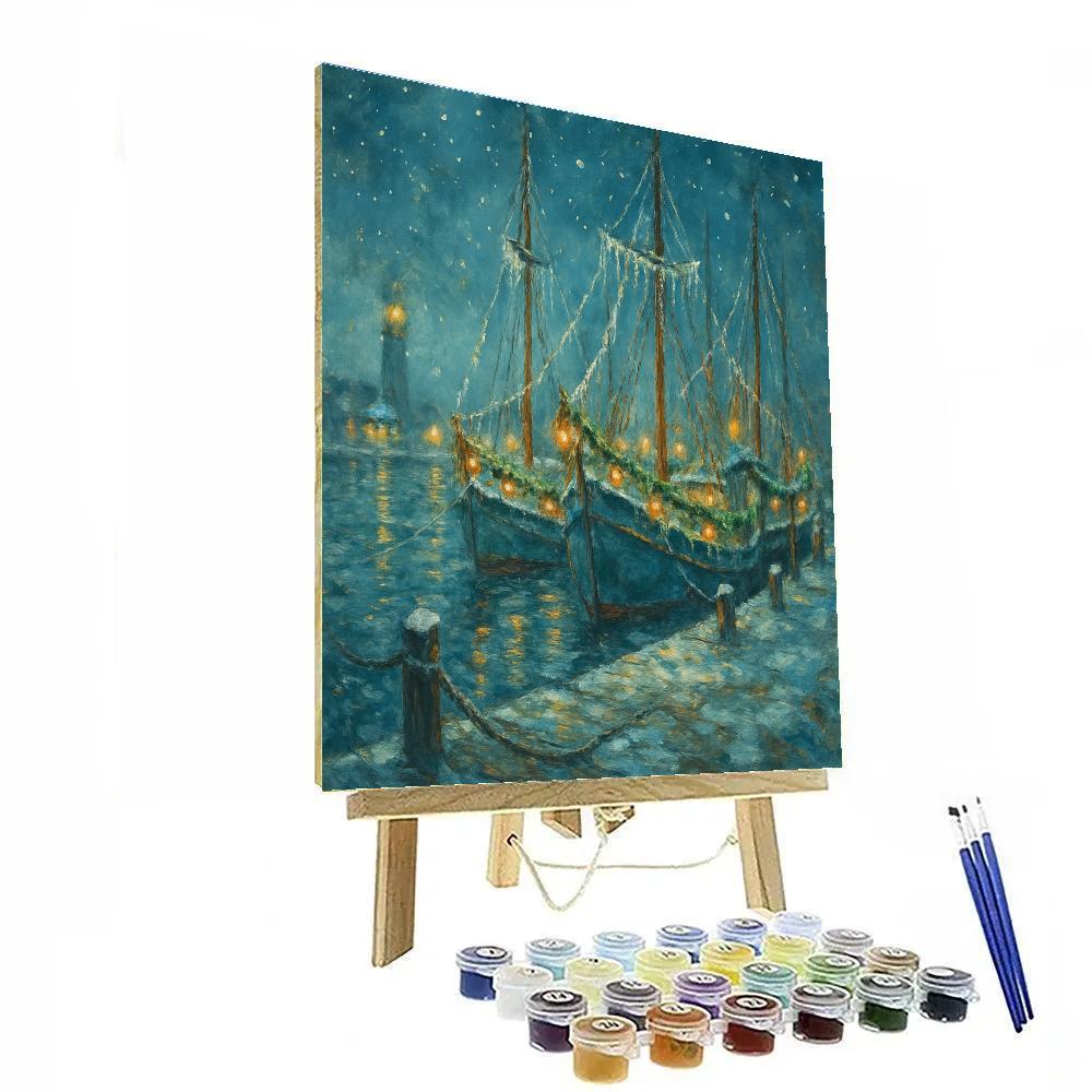 Sparkling Icicle Harbor Painting by numbers kit