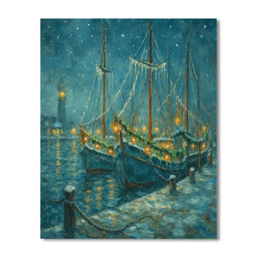 Sparkling Icicle Harbor Painting by numbers kit