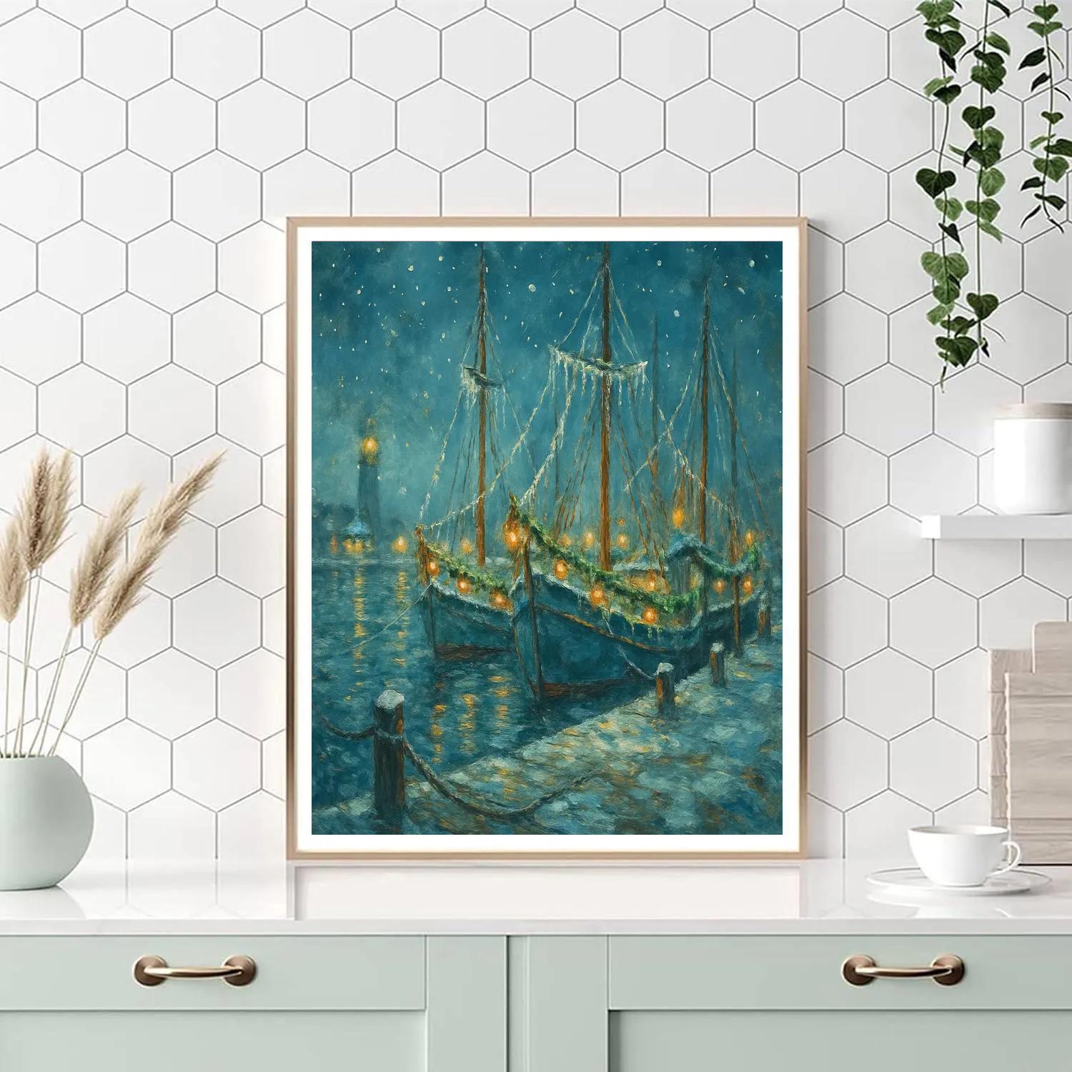 Sparkling Icicle Harbor Painting by numbers kit