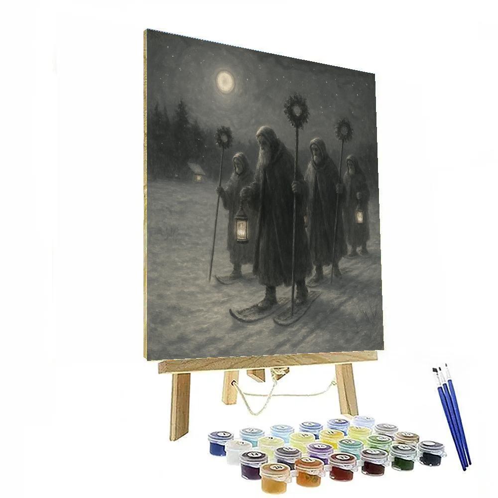 Silver Snowshoe Procession painting number kit