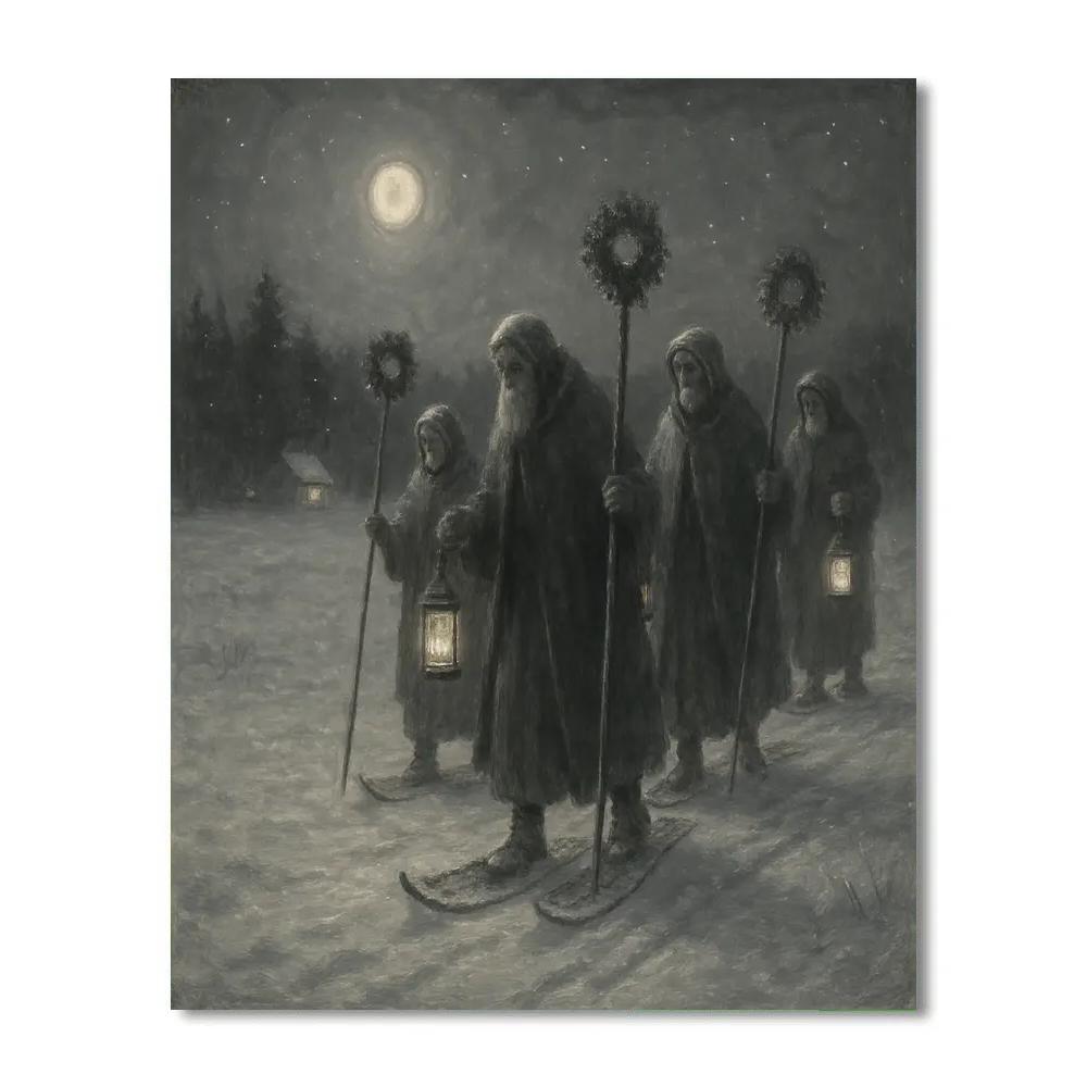 Silver Snowshoe Procession painting number kit