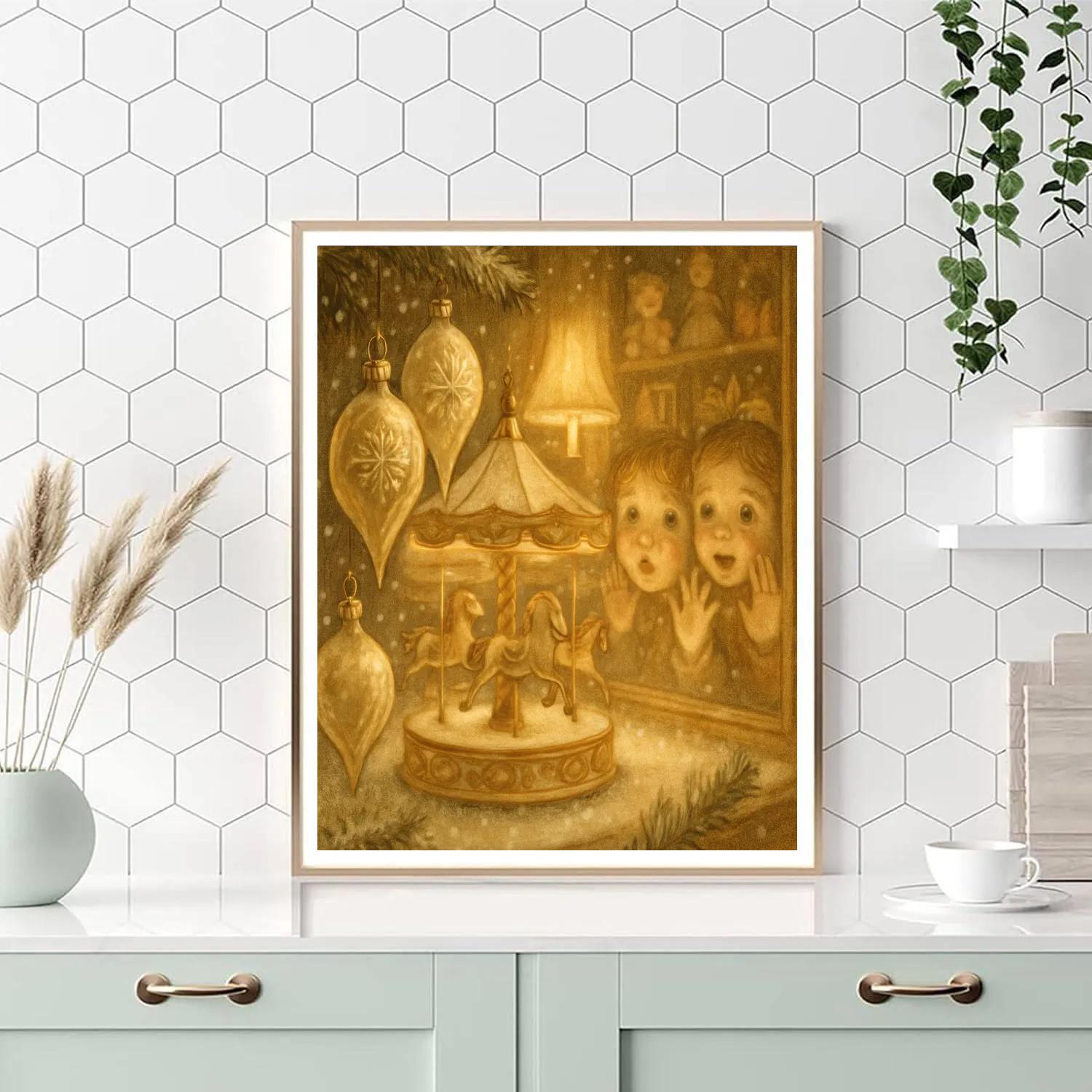 Shimmering Toyshop Carousel DIY paint by numbers