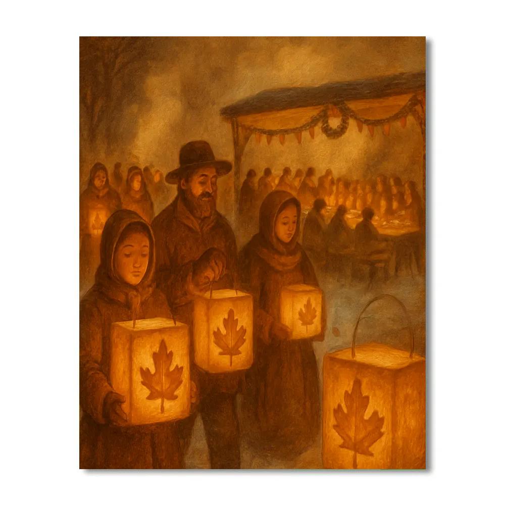 Maple Sugar Lantern Procession Paint by numbers kits