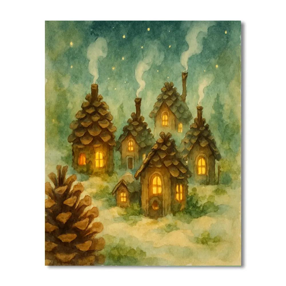 Pinecone Lantern Village Numbered painting kits