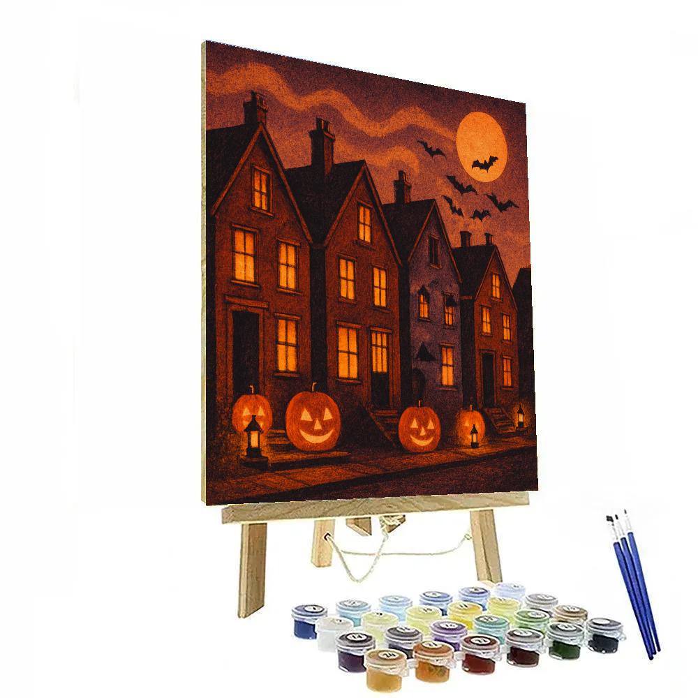 Moonlit Row Of Gablehouses Number painting