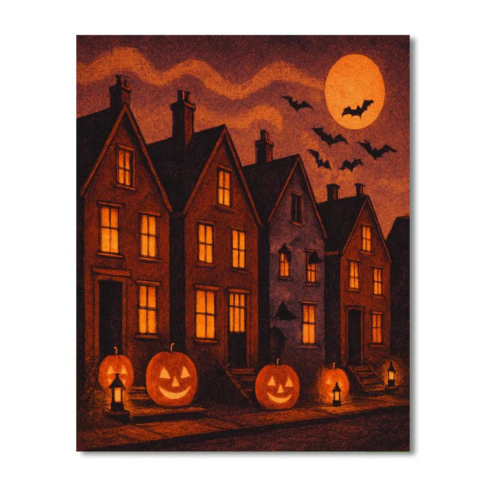 Moonlit Row Of Gablehouses Number painting