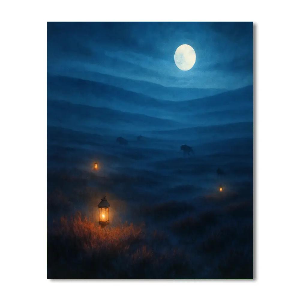 Whispering Moor Lanterns paint by numbers