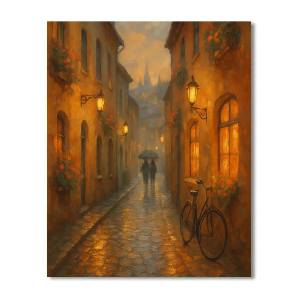 Lantern Alley At Dusk DIY paint by numbers
