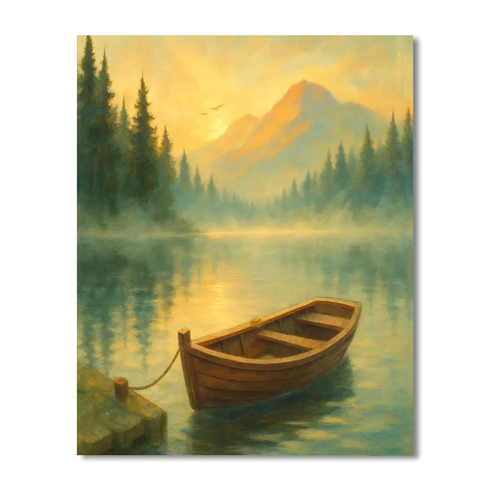 Morning Mist At Pine Mirror DIY paint by numbers