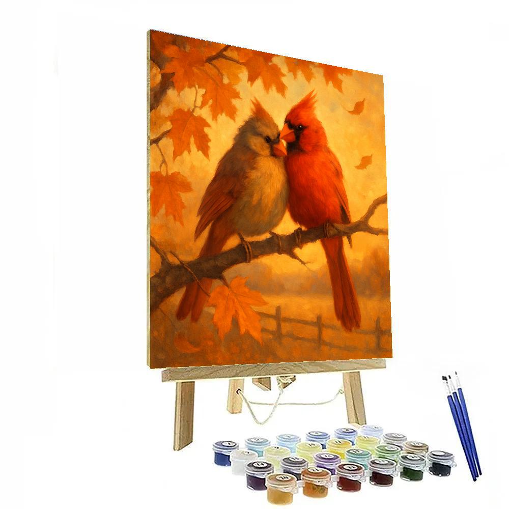 Autumn Cardinal Hearth Painting by numbers kit