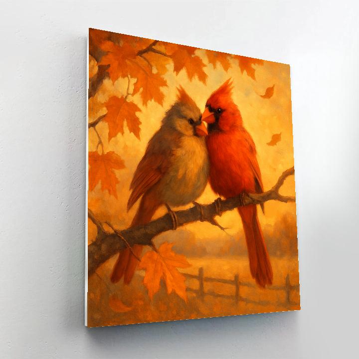 Autumn Cardinal Hearth Painting by numbers kit