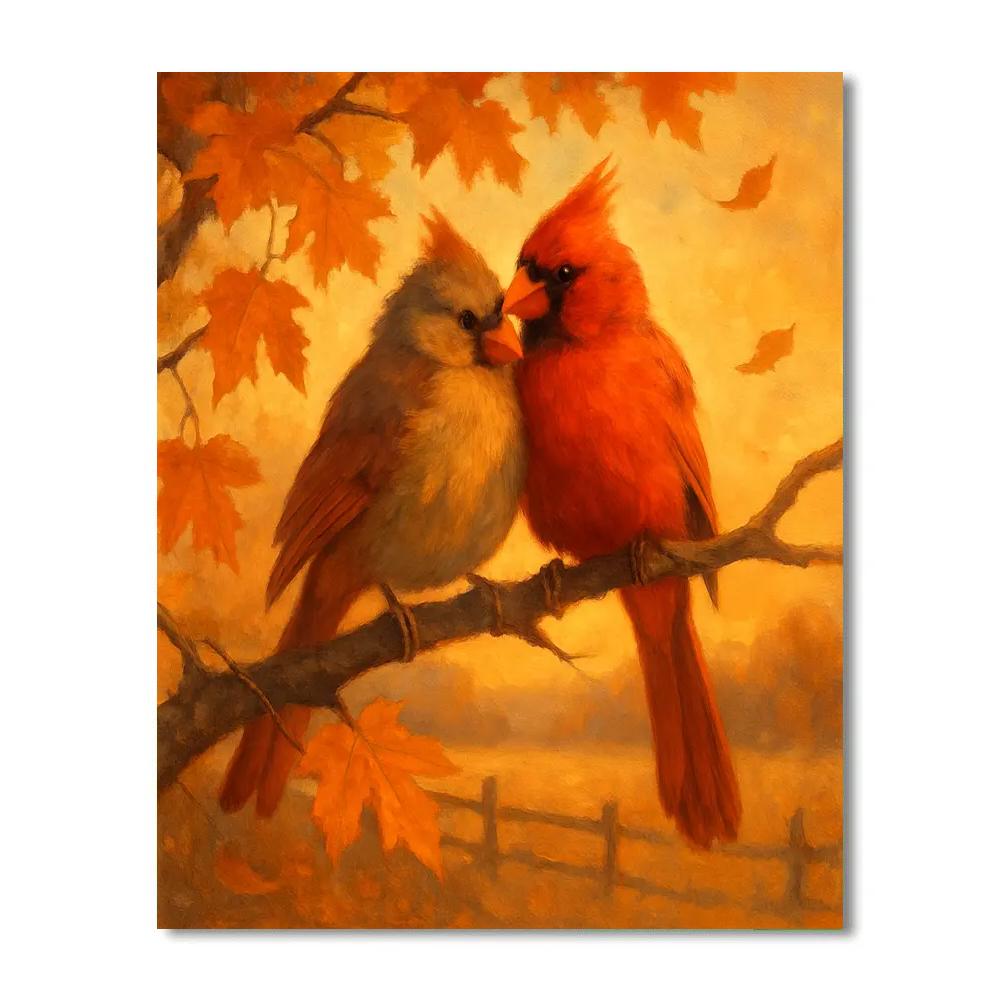 Autumn Cardinal Hearth Painting by numbers kit
