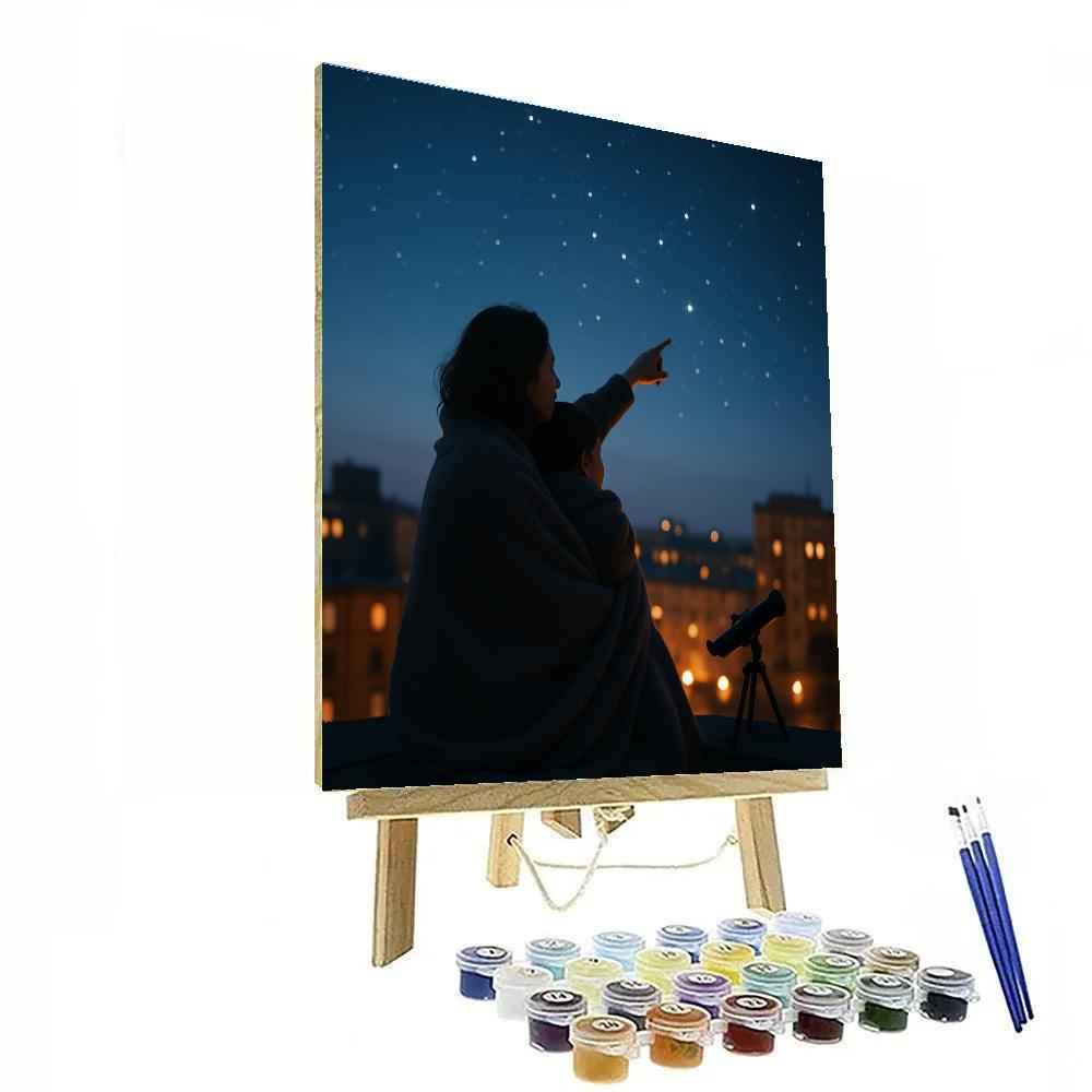 Stargazing With Mom On The Rooftop painting number kit