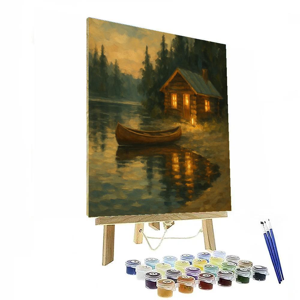 Amber Cabin Reflection Numbered painting kits