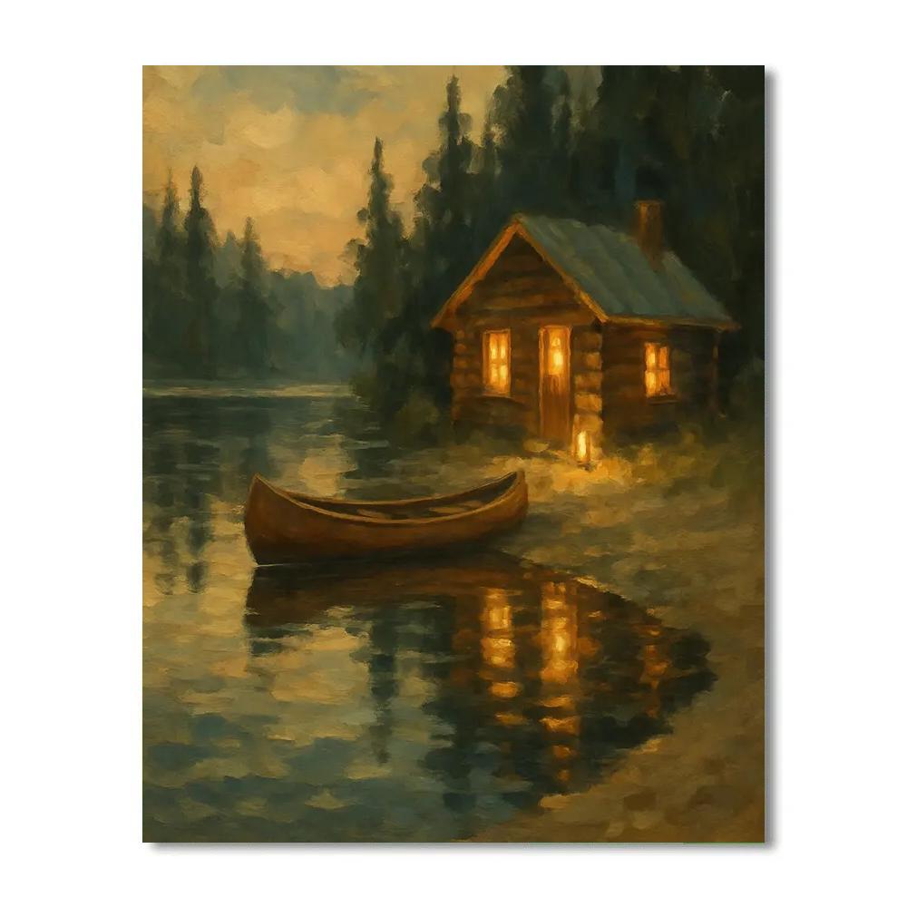 Amber Cabin Reflection Numbered painting kits
