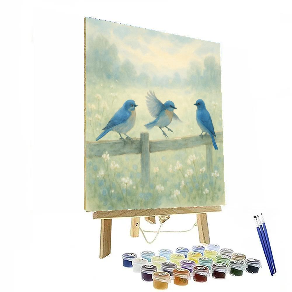 Bluebird Morning Fence Paint by numbers kits
