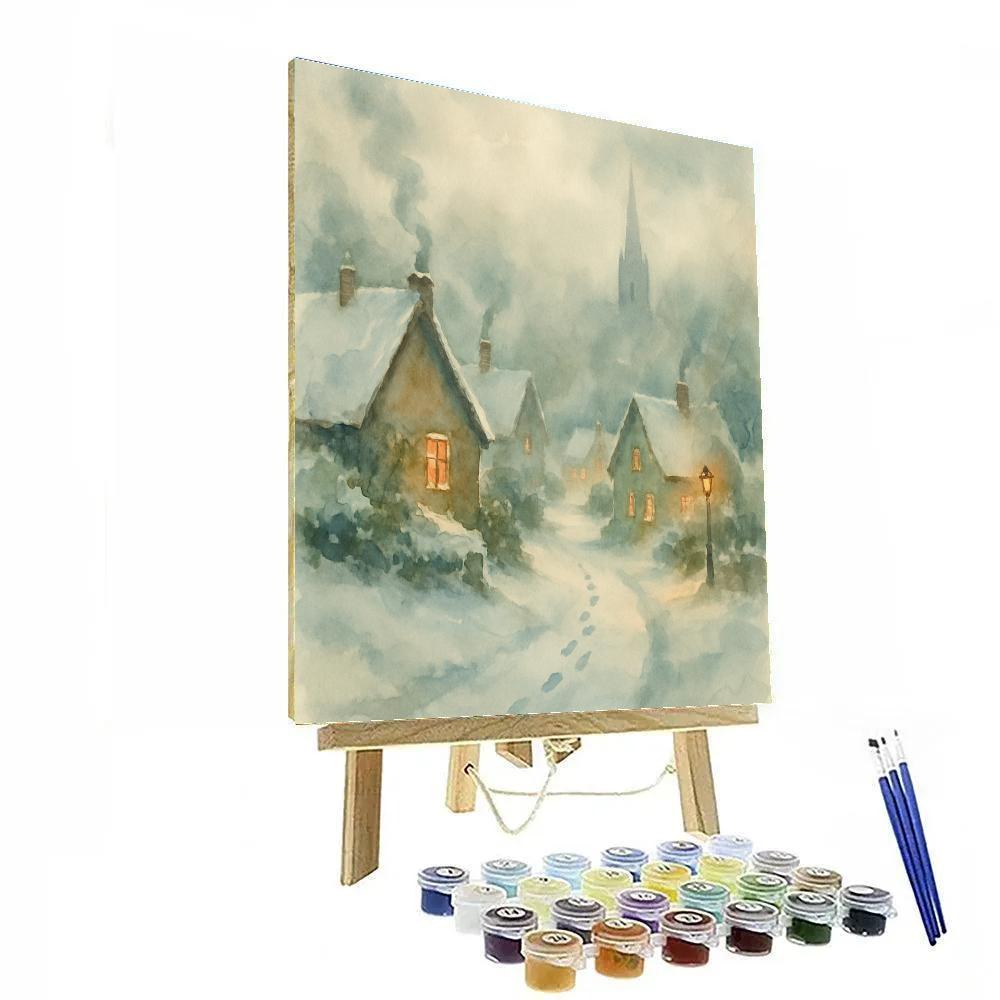Quiet Village After Snow Numbered painting kits