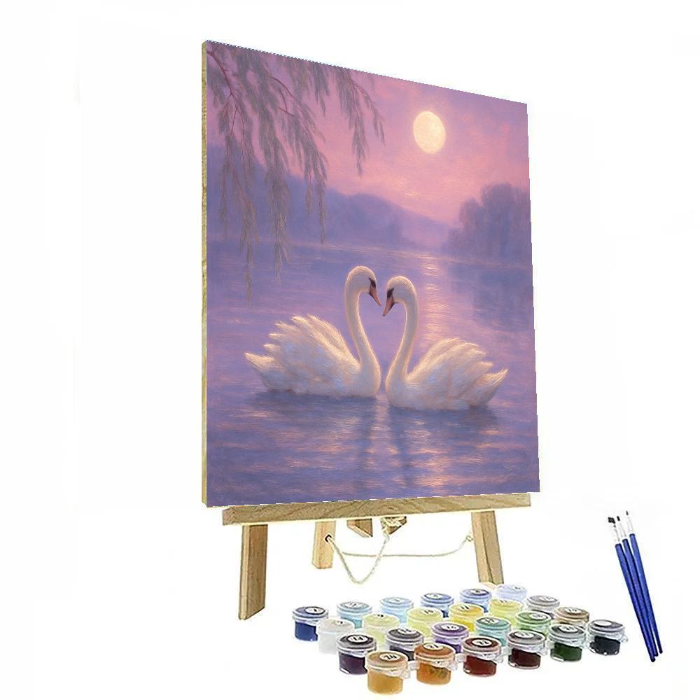 Lavender Twilight Swans Painting by numbers kit