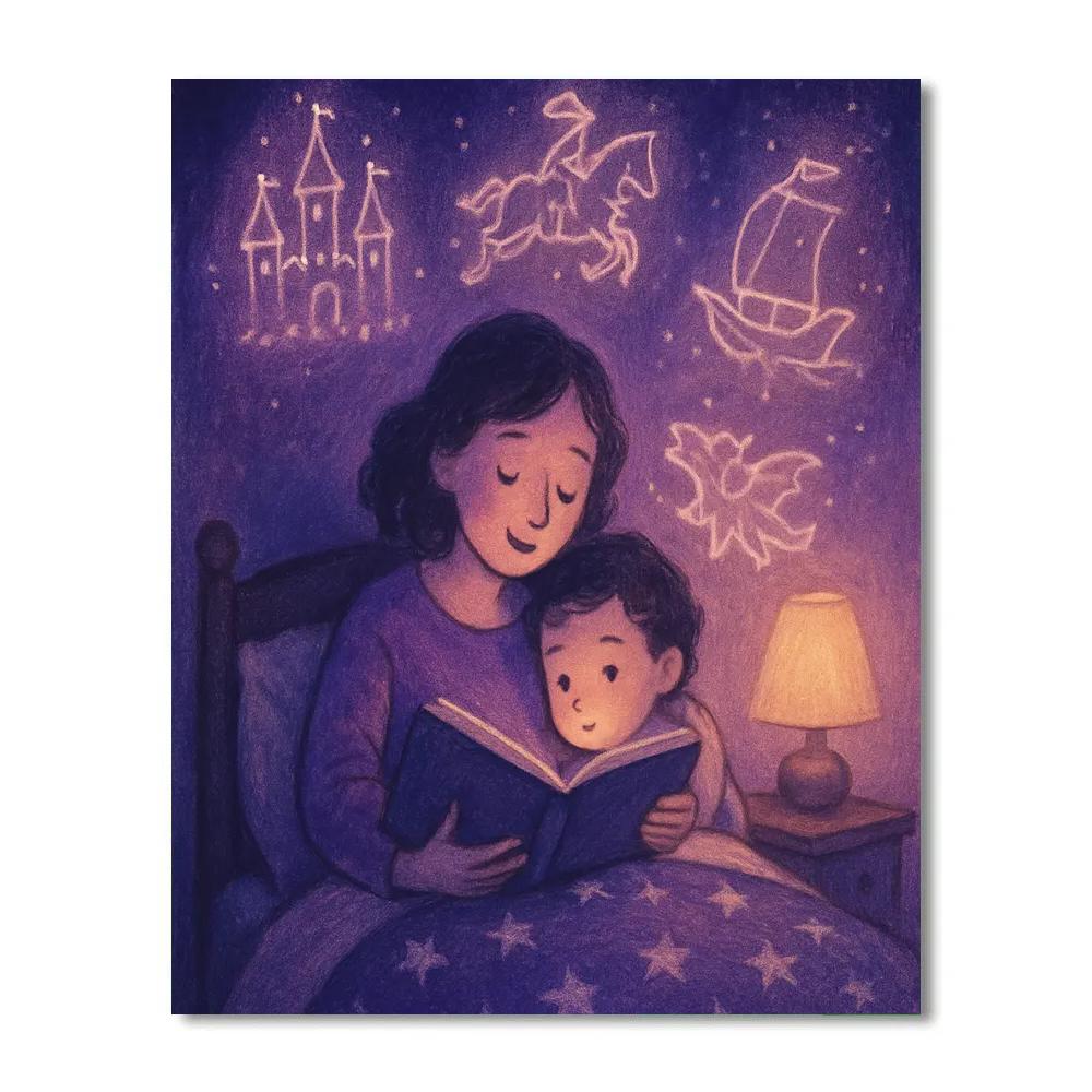 Bedtime Story Under A Galaxy Blanket paint by numbers