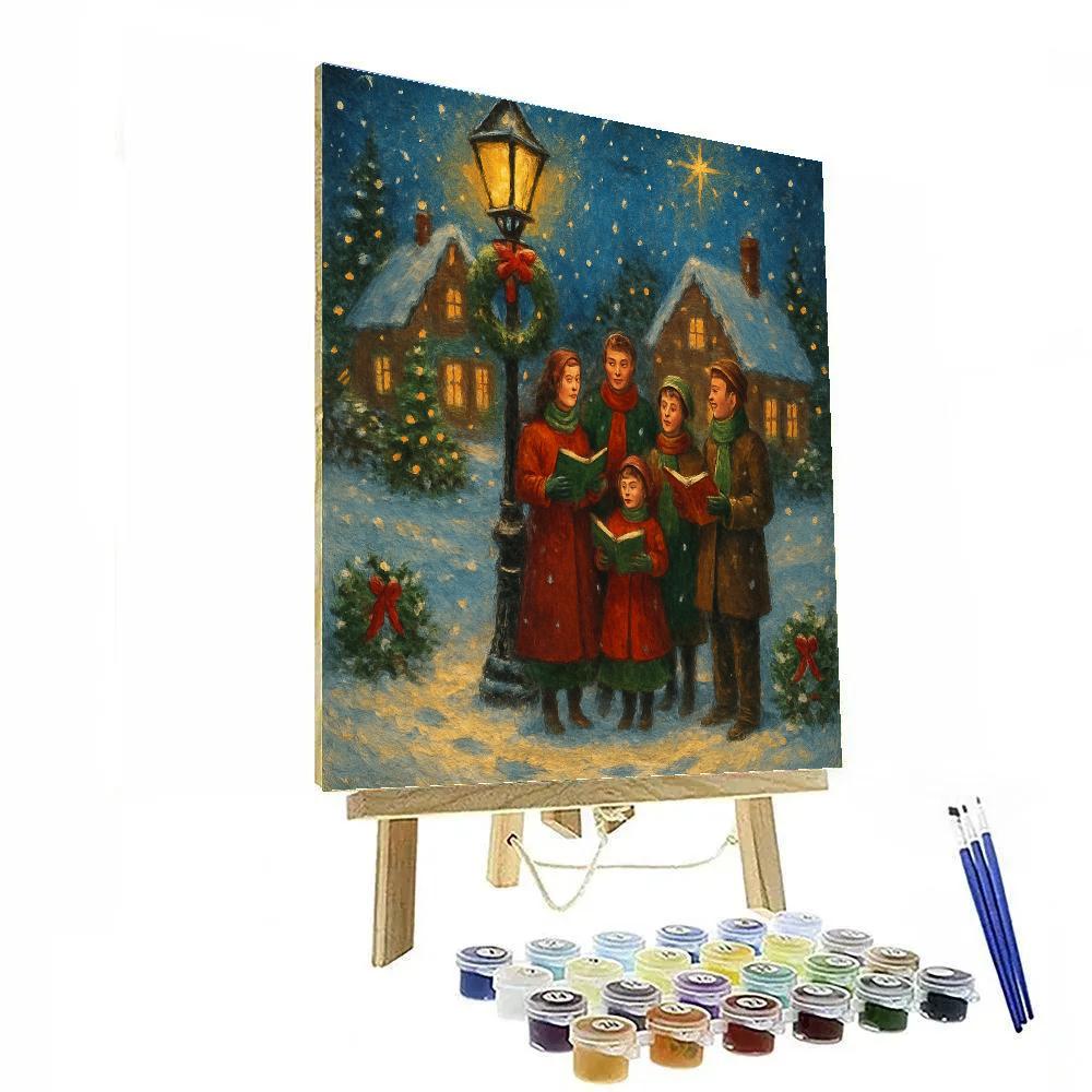Starlit Village Carolers paint by number