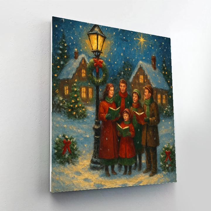 Starlit Village Carolers paint by number