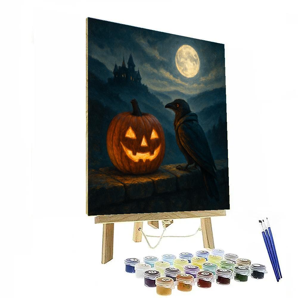 Moonlit Pumpkin Overlook Number painting