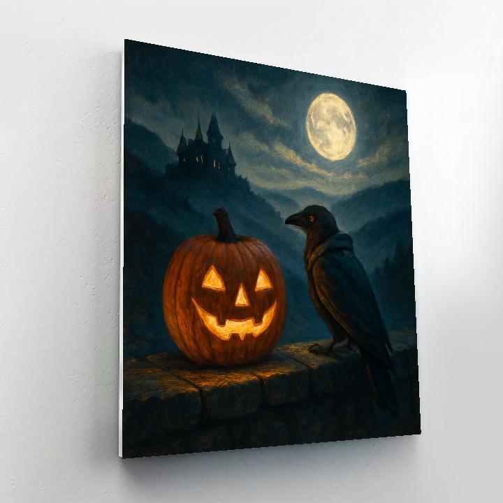 Moonlit Pumpkin Overlook Number painting