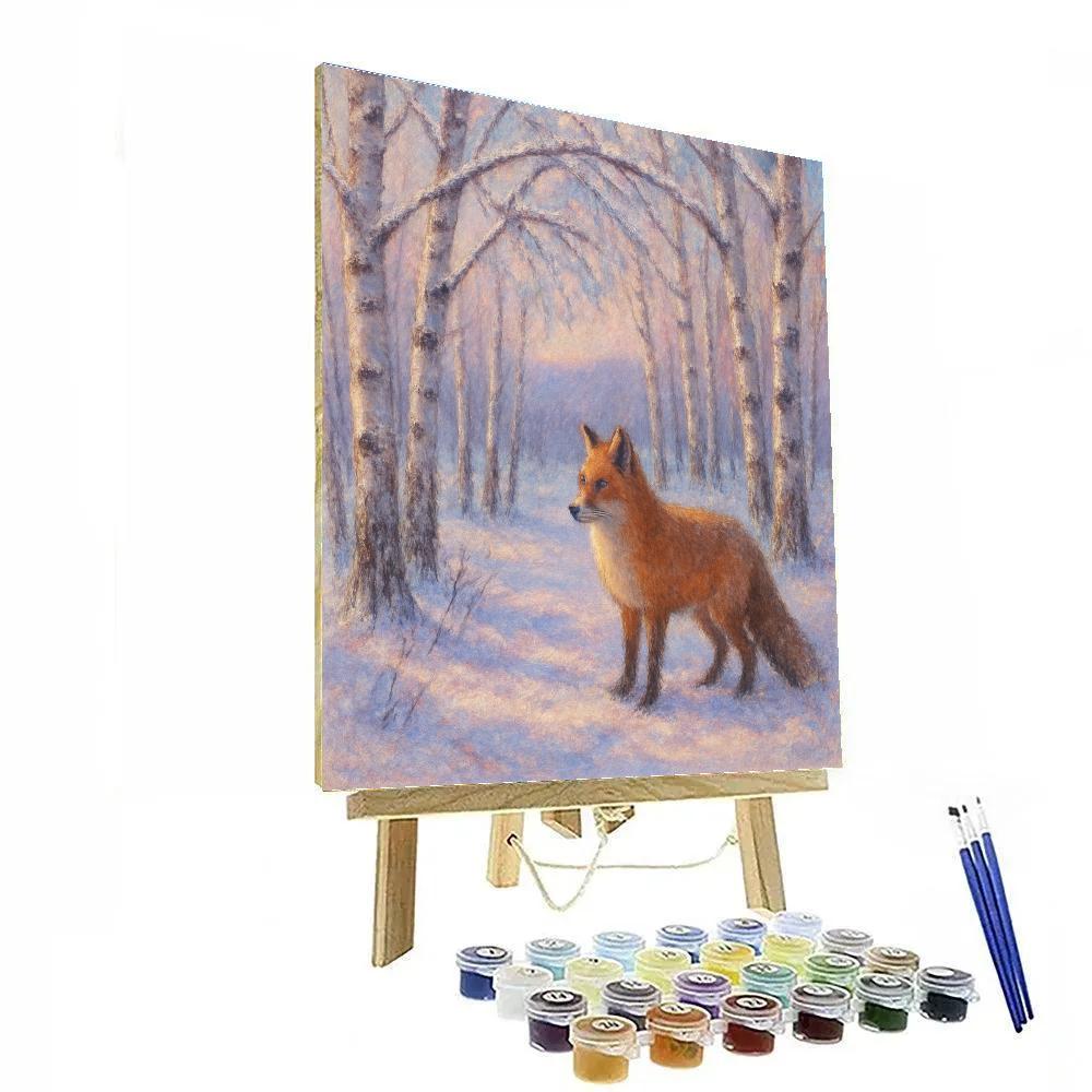 Fox Among Silver Birch paint by numbers