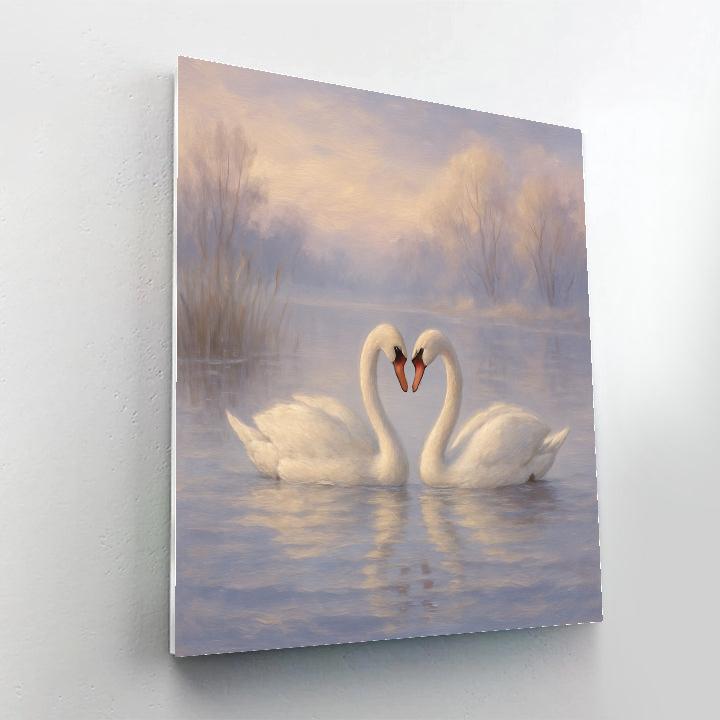 Misty Lake Swans DIY paint by numbers