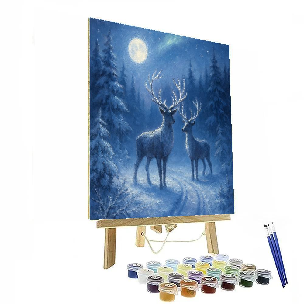 Moonlit Reindeer Glen Painting by numbers kit